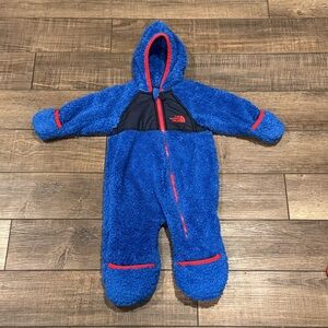 The North Face One-Piece Hooded Bunting Snowsuit Size 3-6 Months Blue Red Unisex